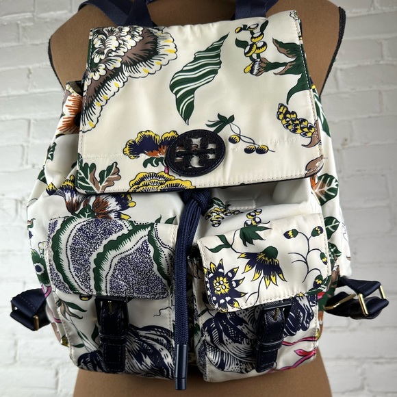 Tory Burch Handbags - Tory Burch Tilda Happy Times Printed Nylon Backpack Adjustable Straps EUC